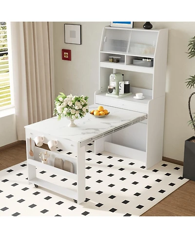 Streamdale Furniture Compact Buffet Hutch Foldable Table Storage
