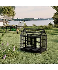Streamdale Furniture Heavy Duty Folding Dog Crate with Wheels & Tray
