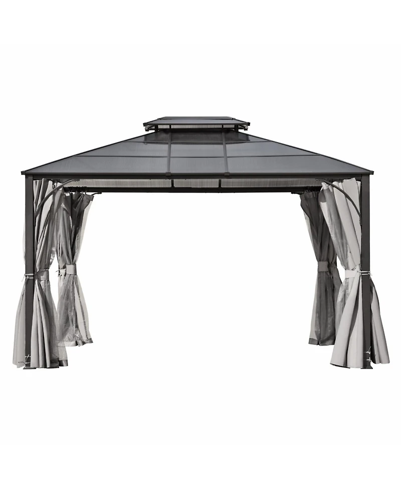 Streamdale Furniture 10'x12' Hardtop Gazebo with Netting & Curtains