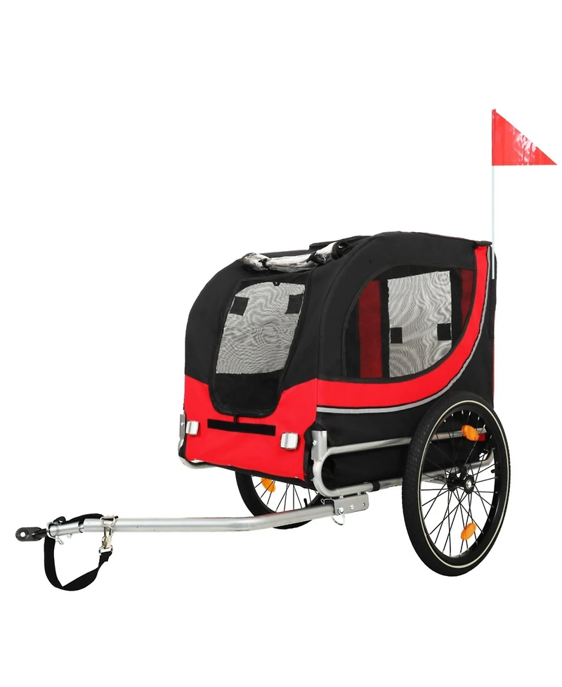 Streamdale Furniture Dog Bike Trailer - Folding 120LB Capacity All-Terrain Black/Red