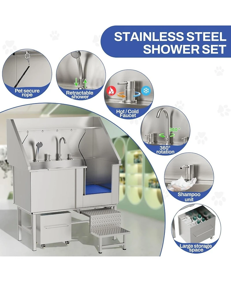 Streamdale Furniture 50in Stainless Steel Dog Washing Station