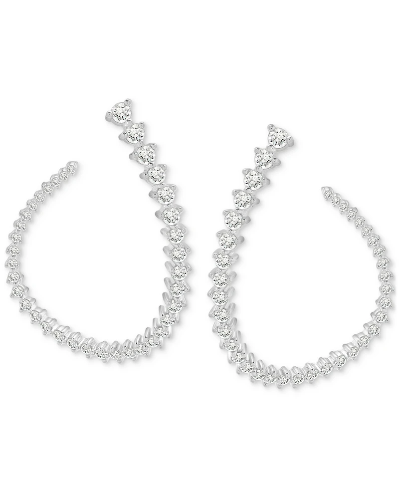 Wrapped in Love Diamond Spiral Open Hoops Earrings (1-1/2 ct. t.w.) in 14K White Gold, Exclusively at Macy's