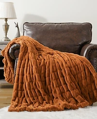 Battilo Luxurious Reversible Rabbit Faux Fur Throw, 50" x 60"