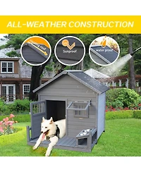 Streamdale Furniture Large Solid Wood Dog House with Terrace