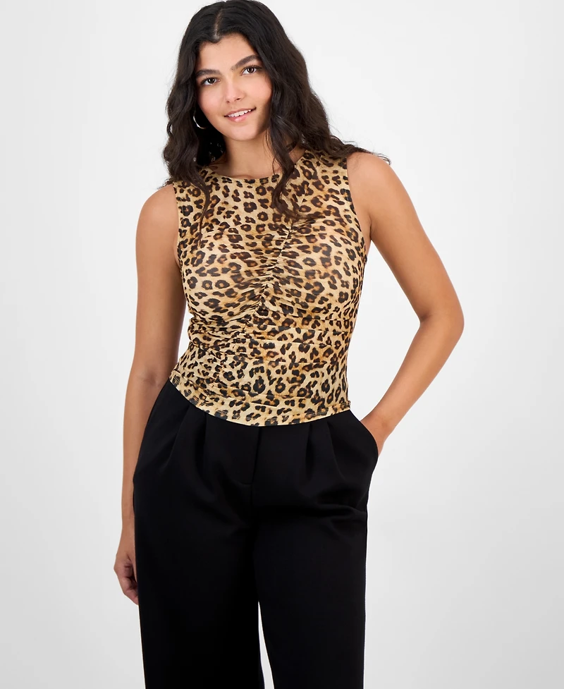 Bar Iii Women's Printed Asymmetrical-Ruched Tank, Macy's Exclusive