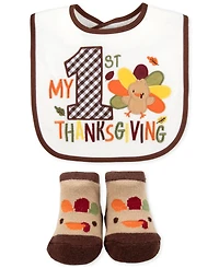 Baby Essentials Baby My 1st Thanksgiving Bib & Socks, 2 Piece Set