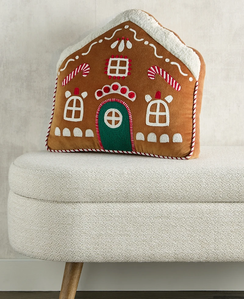 Holiday Lane Gingerbread House Decorative Pillow, 16" x 16", Macy's Exclusive