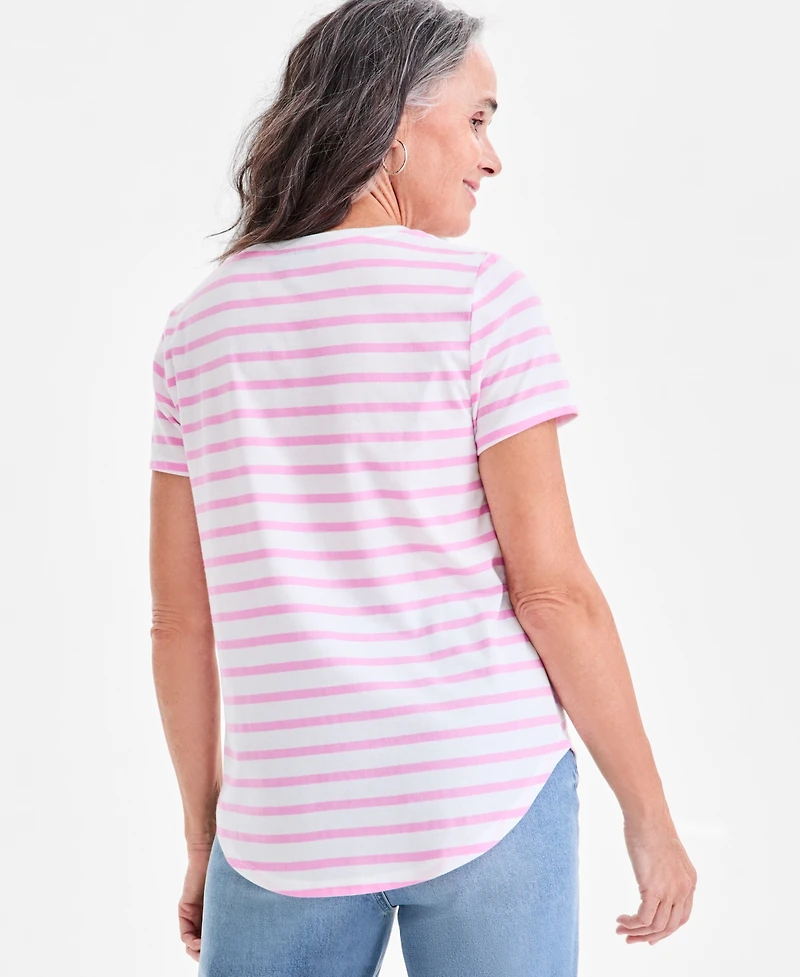 Style & Co Women's Striped Crewneck Short-Sleeve T-Shirt, Macy's Exclusive