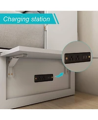 livelylodge Murphy Bed Cabinet with Drawer Includes Storage Cabinet, Twin Suit for Home Office, Full with Charging and Usb Port, Warm White Twin Murph