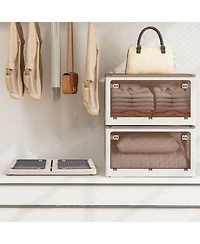Volenca 3-Pack Stackable Storage Bins with Lids with 5 Opening Ways