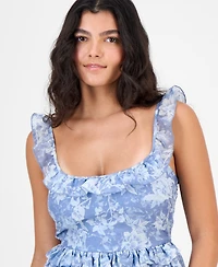 And Now This Women's Ruffle-Trim Bubble-Hem Mini Dress, Macy's Exclusive