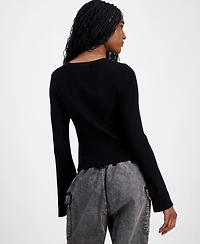 Madden Girl Juniors' Square-Neck Sweater