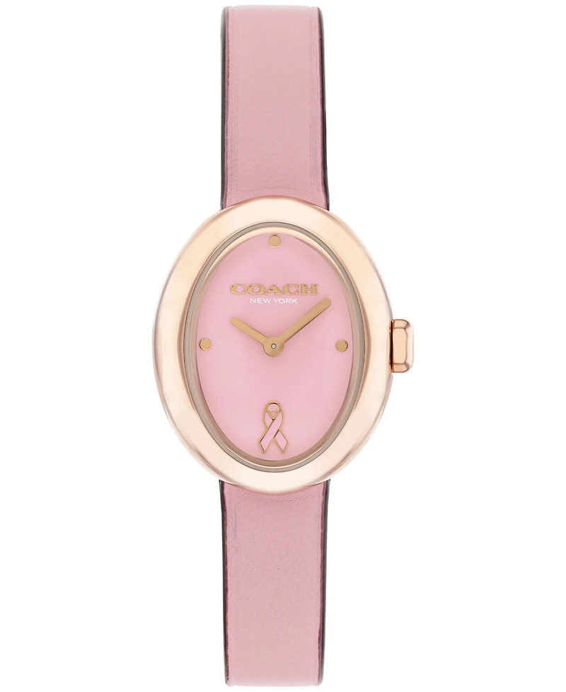 Coach Women's Sammy Pink Leather Strap Breast Cancer Awareness Watch, 22.5mm