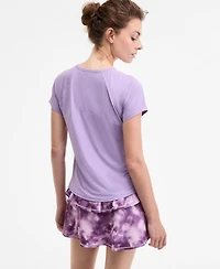 Id Ideology Women's Relaxed Crewneck Perforated T-Shirt, Macy's Exclusive