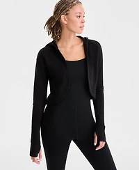 Id Ideology Women's Relaxed French Terry Cropped Hooded Cardigan, Macy's Exclusive