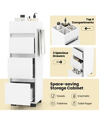 Volenca Bathroom Floor Cabinet with 3 Drawers, 4 Top Dividers and 1 Towel Rack