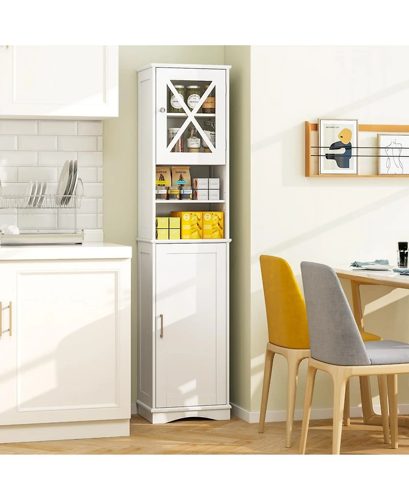 Volenca 67 Inch Tall Bathroom Cabinet Freestanding Storage Cabinet with 5 Adjustable Shelves