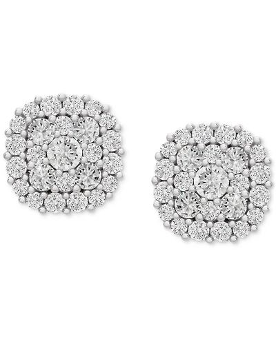 Wrapped in Love Diamond Halo Cluster Stud Earrings (2 ct. t.w.) in 14K White Gold, Exclusively at Macy's
