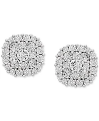 Wrapped in Love Diamond Halo Cluster Stud Earrings (2 ct. t.w.) in 14K White Gold, Exclusively at Macy's