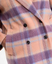 On 34th Trendy Plus Plaid Double-Breasted Coat, Macy's Exclusive