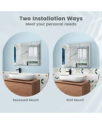 Volenca Frameless Bathroom Wall Mounted Mirror Cabinet with 3 Doors and Adjustable Shelves