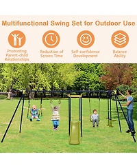 Mecale 7-in-1 Stable A-shaped Outdoor Swing Set for Backyard