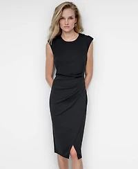 Dkny Women's Ruched Slit Sleeveless Knee-Length Dress