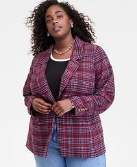 On 34th Trendy Plus Plaid Single-Button Blazer, Macy's Exclusive