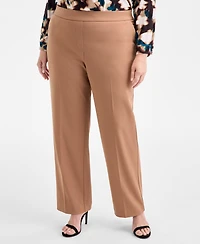 Ak Anne Klein Plus Pull-On Mid-Rise Straight-Leg Pants