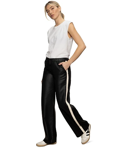 Sanctuary Women's High-Rise Coated Twill Track Pants