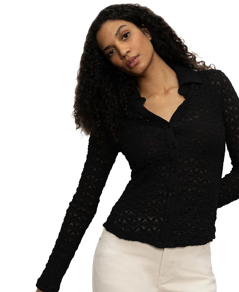 Sanctuary Women's Dreamgirl Lace Button-Up Shirt