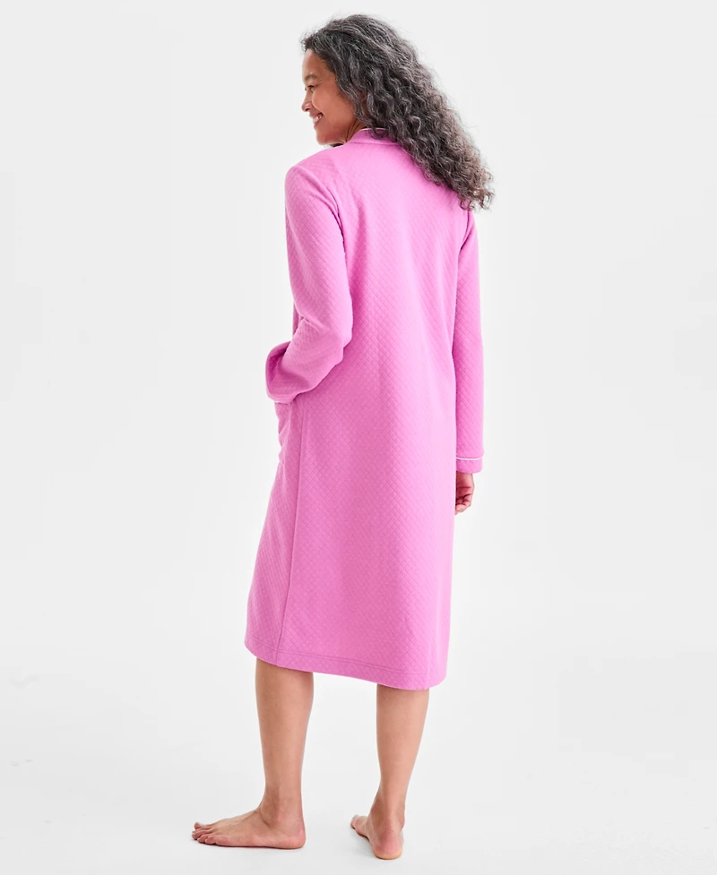 Charter Club Women's Quilt-Embossed Velour Zip-Front Robe
