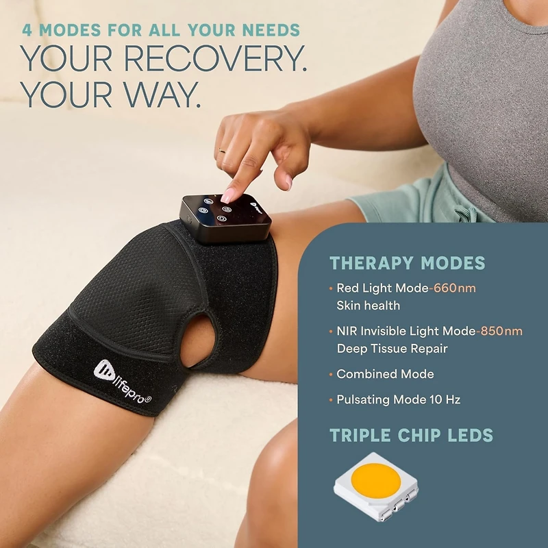 LifePro Infrared Red Light Therapy Knee Brace – Portable Knee Massager for Pain Relief, Stiffness & Recovery – Ideal for Athletes & Acti