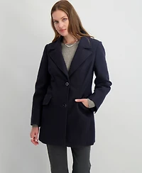 Tahari Women's Notched-Collar Single-Breasted Peacoat