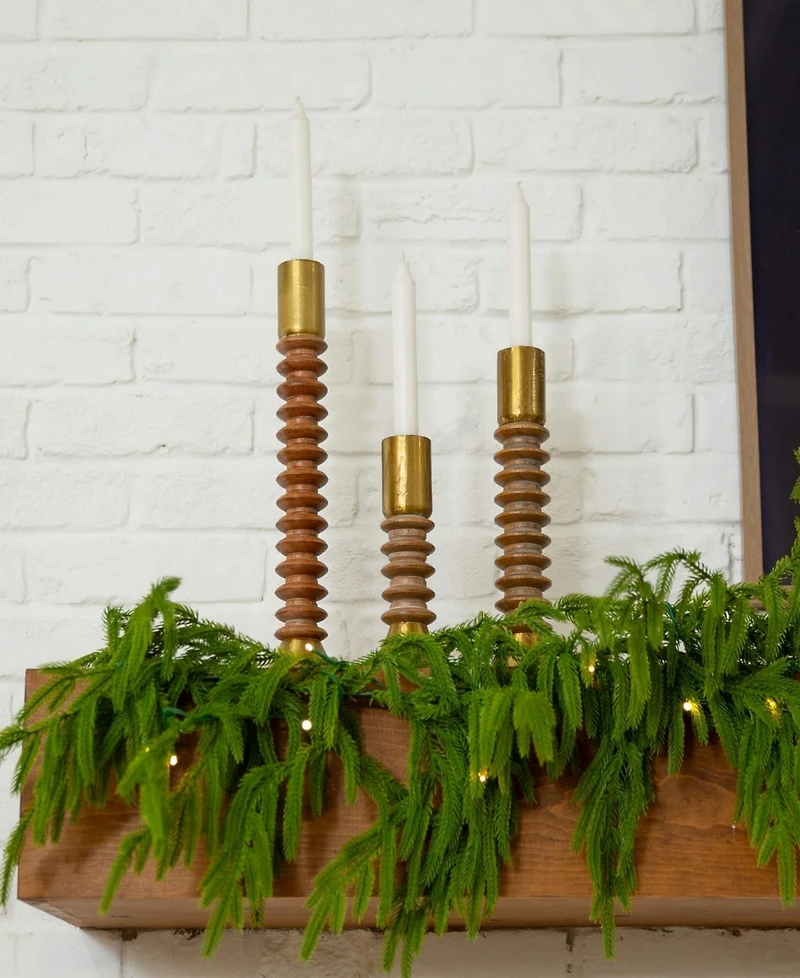 Nearly Natural 9" Pre-Lit Artificial Touch Norfolk Island Pine Garland Led Lights