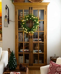 Nearly Natural 24" Pre-Lit Artificial Luxembourg Pine Christmas Wreath Bulb Led Lights
