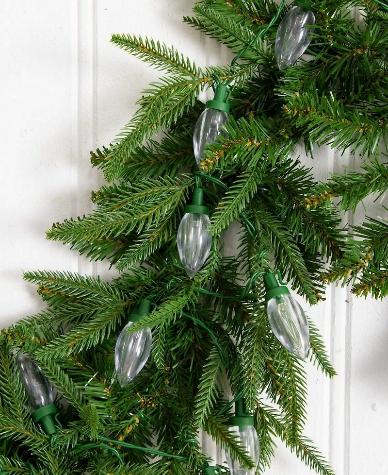 Nearly Natural 6" Pre-Lit Artificial Luxembourg Pine Christmas Garland Bulb Led Lights