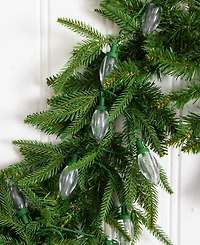 Nearly Natural 6" Pre-Lit Artificial Luxembourg Pine Christmas Garland Bulb Led Lights