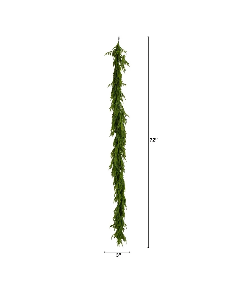 Nearly Natural 6" Pre-Lit Artificial Touch Norfolk Island Pine Garland Led Lights