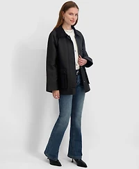 Tahari Women's Collared Canvas Barn Jacket
