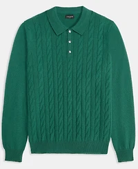 Club Room Men's Regular-Fit Cable-Knit 100% Cashmere Sweater Polo Shirt, Macy's Exclusive