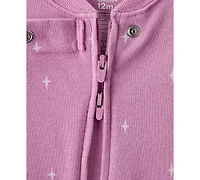 Carter's Baby Girls Cowgirl Cow Applique 100% Cotton Long-Sleeve 2-Way-Zip 1-Piece Footed Pajamas