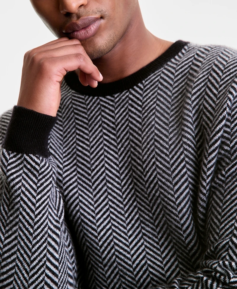 Club Room Men's Regular-Fit Herringbone 100% Cashmere Sweater, Macy's Exclusive