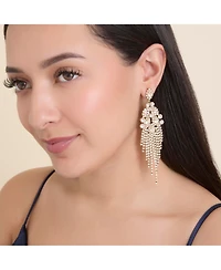 Jessica Simpson Crystal Fan Drop Earrings in Silver-Tone