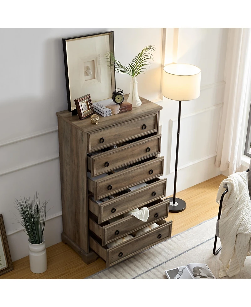 Casainc Freestanding Bathroom Cabinet Clothes Storage with 6 Drawers