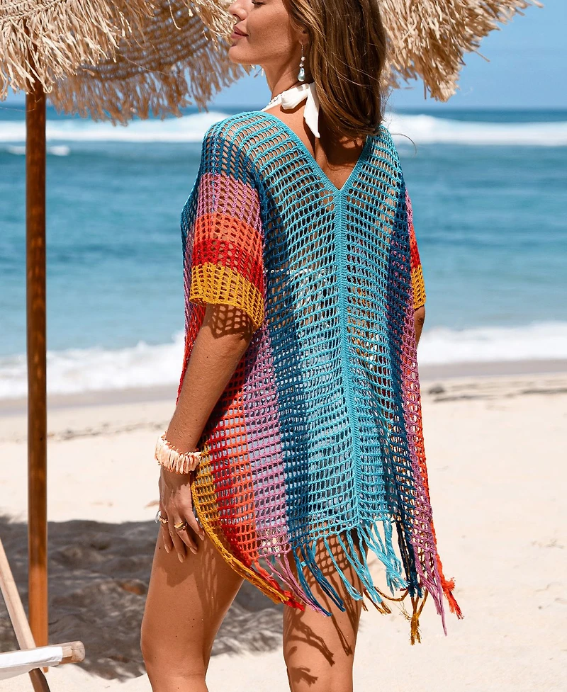 Cupshe Women's Splash of Sunshine Striped Cover-Up Mini Beach Dress