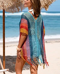 Cupshe Women's Splash of Sunshine Striped Cover-Up Mini Beach Dress