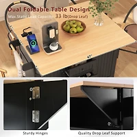 Casainc 55.7" Large Kitchen Island with 2 Drop Leafs, Rolling Cart, Power Outlet, Folding Dining Table, Spice Rack, No Stools