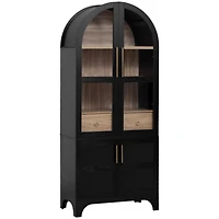 Casainc 71" Arched Kitchen Pantry Cabinet with Door Shelves, Glass Door, Hidden Drawer, Open Adjustable Shelves
