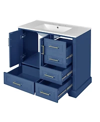 Streamdale Furniture 36" Bathroom Vanity with Ceramic Sink & Soft Close Doors/Drawers